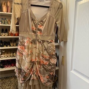 Stylish Beige and Pink Dress with Zipper